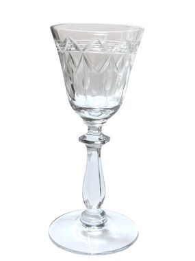 Set of 5 Vintage Crystal Cordial Glasses Diamond Dot Long Stem MCM
